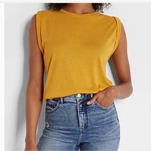 Express Linen-Blend Crew Neck Muscle Tank